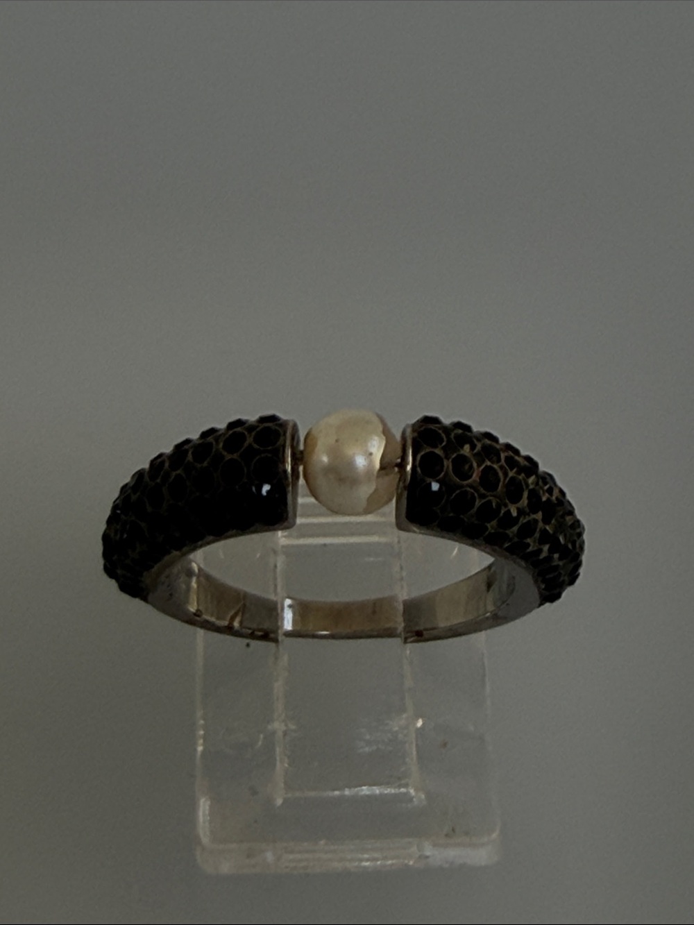 Swarovski Black Pavé Bracelet with Central Pearl Accent